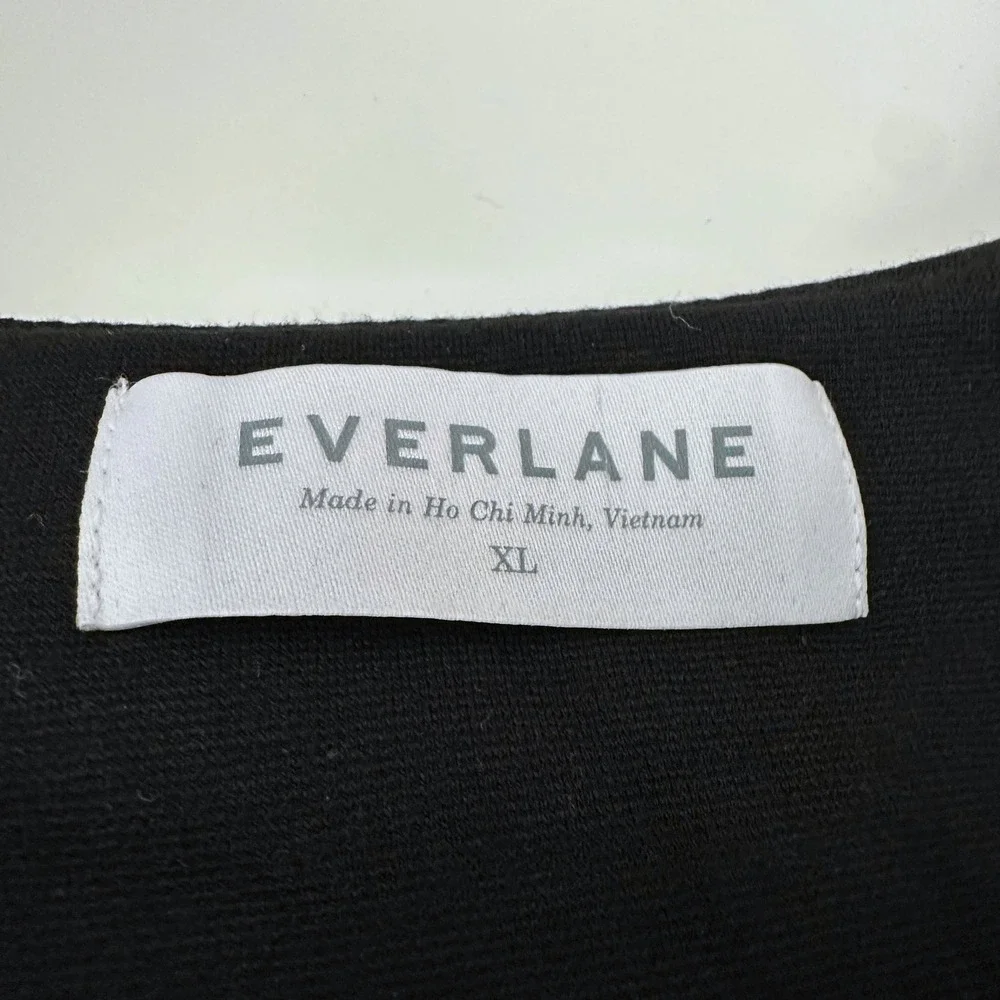 Everlane Ponte Shirt Dress Black Short Sleeve Notched Neck Shift XL